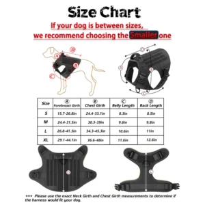 Military Large Dog Harness Collar With Leash Bags Patches